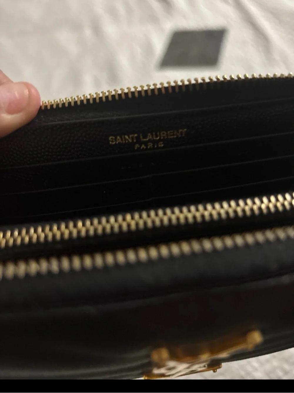 Saint Laurent Black Quilted Zip-Around Wallet with Gold YSL Emblem - Picture 6 of 7